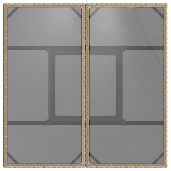 The Living Store Trädgårdsbord med glasskiva beige 80x80x75 cm konstrotting - Utebord