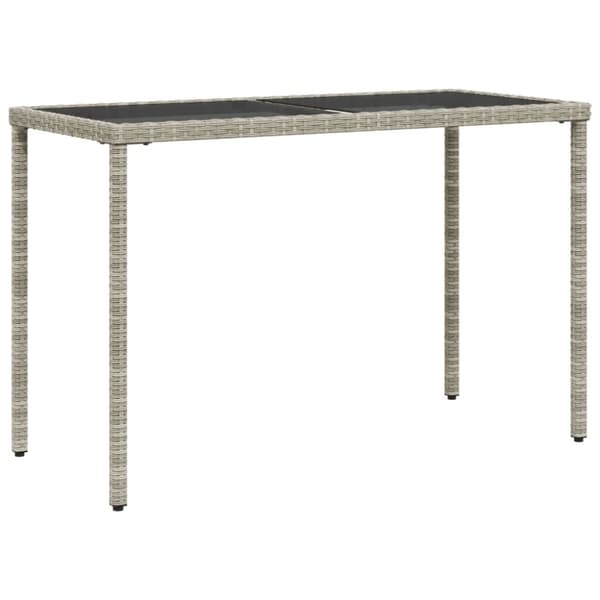 The Living Store havebord med glastop 115x54x74 cm polyrattan lysegrå - Haveborde