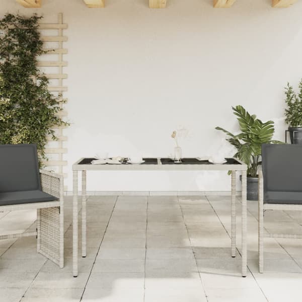 The Living Store havebord med glastop 115x54x74 cm polyrattan lysegrå -  Haveborde