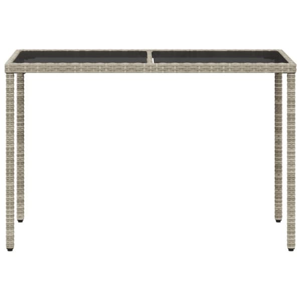 The Living Store havebord med glastop 115x54x74 cm polyrattan lysegrå - Haveborde