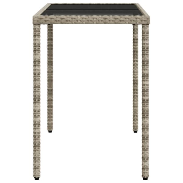 The Living Store havebord med glastop 115x54x74 cm polyrattan lysegrå - Haveborde