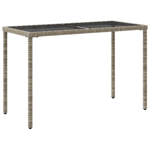 The Living Store havebord med glastop 115x54x74 cm polyrattan lysegrå -  Haveborde