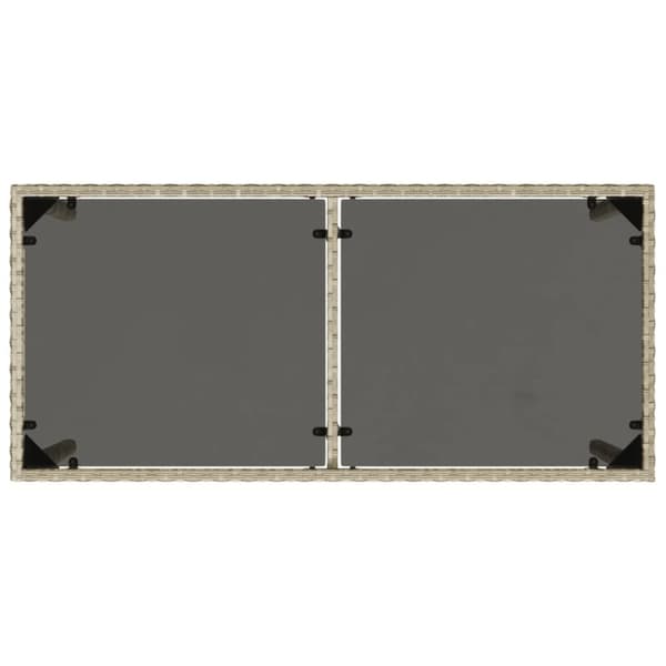 The Living Store havebord med glastop 115x54x74 cm polyrattan lysegrå - Haveborde
