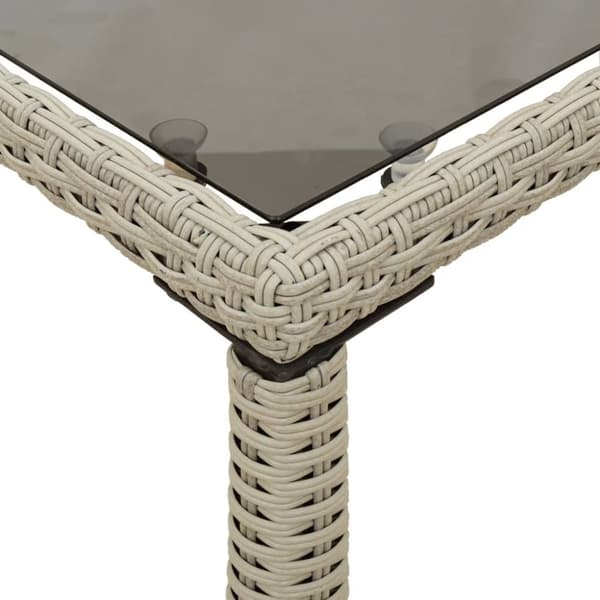 The Living Store havebord med glastop 115x54x74 cm polyrattan lysegrå - Haveborde