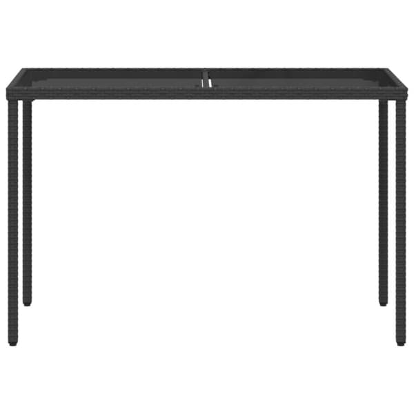 The Living Store havebord med glastop 115x54x74 cm polyrattan sort - Haveborde
