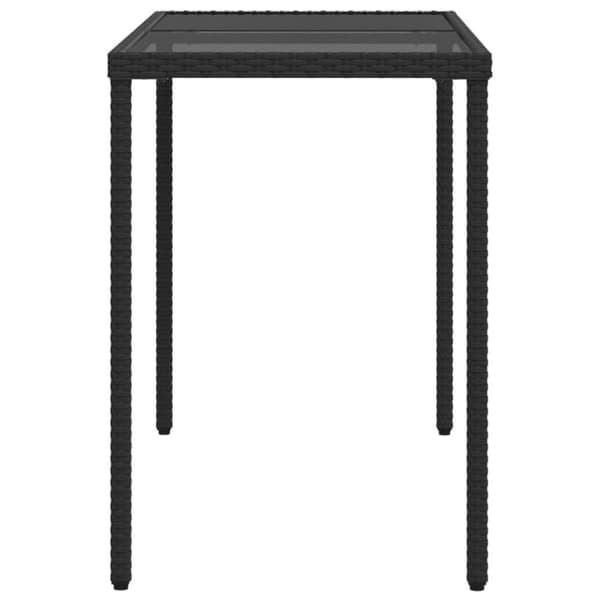 The Living Store havebord med glastop 115x54x74 cm polyrattan sort - Haveborde