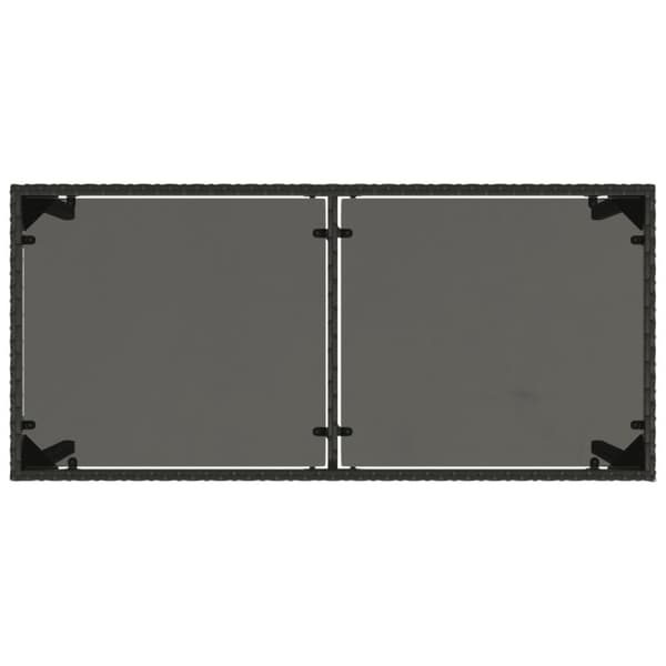 The Living Store havebord med glastop 115x54x74 cm polyrattan sort - Haveborde