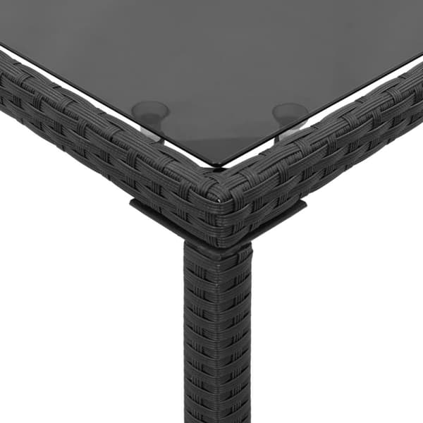 The Living Store havebord med glastop 115x54x74 cm polyrattan sort - Haveborde
