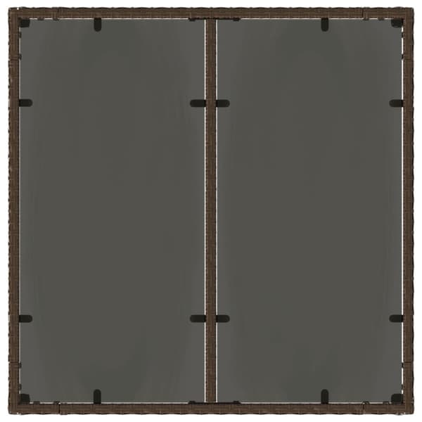 The Living Store havebord med glastop 90x90x75 cm polyrattan brun -  Haveborde