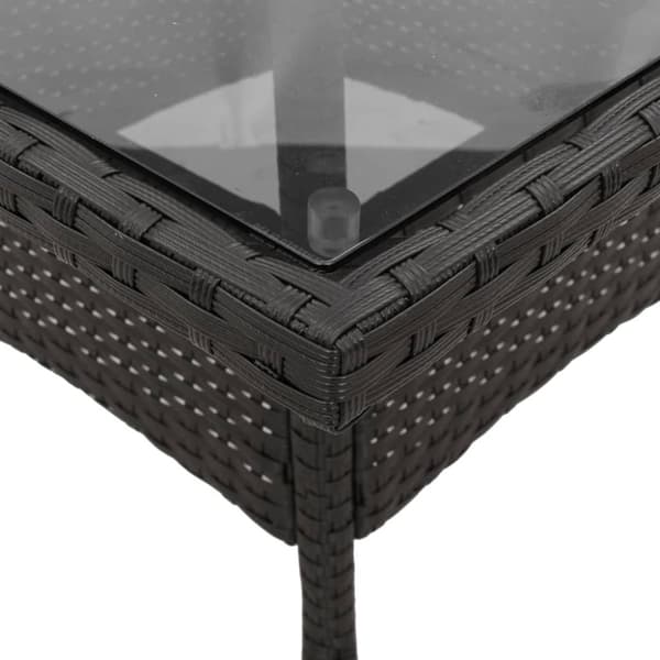 The Living Store havebord med glastop 80x80x75 cm polyrattan sort -  Haveborde