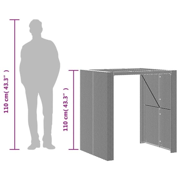The Living Store havebord med akacietop 105x80x110 cm polyrattan sort -  Haveborde
