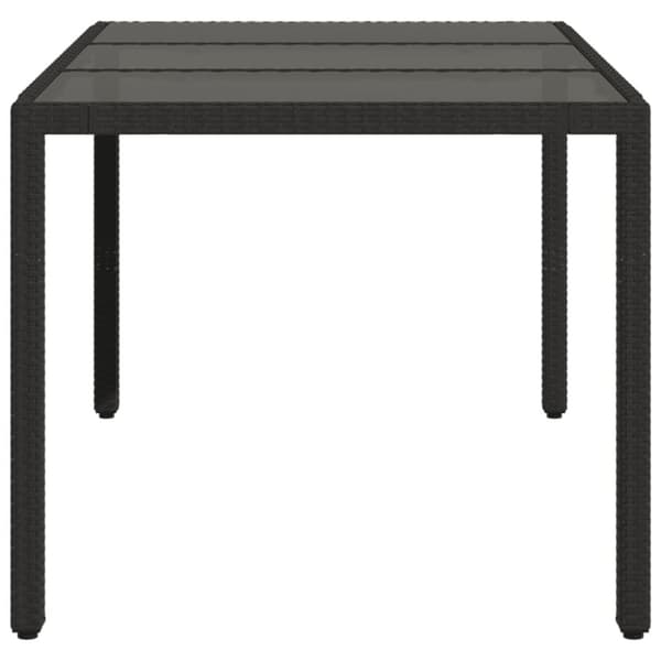 The Living Store Puutarhapöytä lasipöytälevy musta 150x90x75 cm polyrottinki -  Ulkopöydät