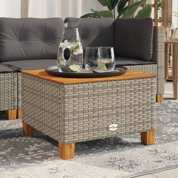 The Living Store havebord 55x55x36 cm polyrattan og akacietræ grå -  Haveborde