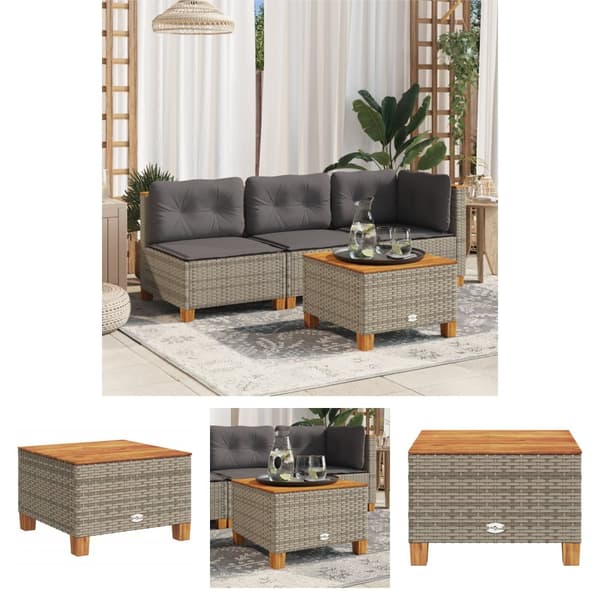 The Living Store havebord 55x55x36 cm polyrattan og akacietræ grå -  Haveborde
