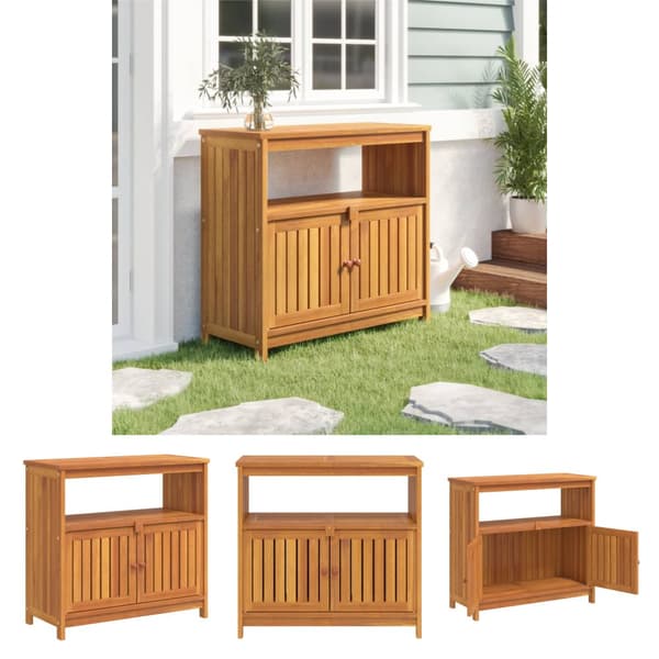 The Living Store konsolbord til haven 80x35x75 cm massivt akacietræ -  Haveborde