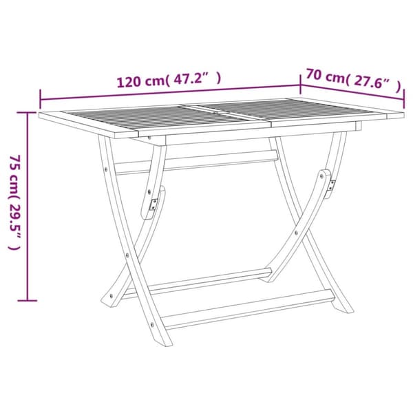 The Living Store foldbart havebord 120x70x75 cm massivt akacietræ - Haveborde