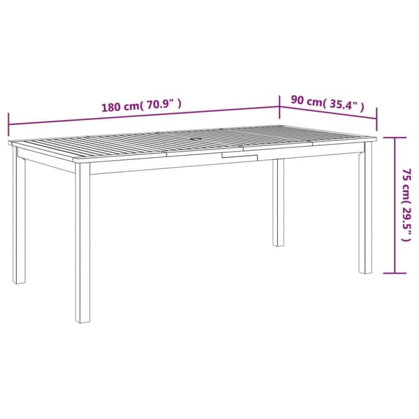 The Living Store havebord 180x90x75 cm massivt akacietræ -  Haveborde