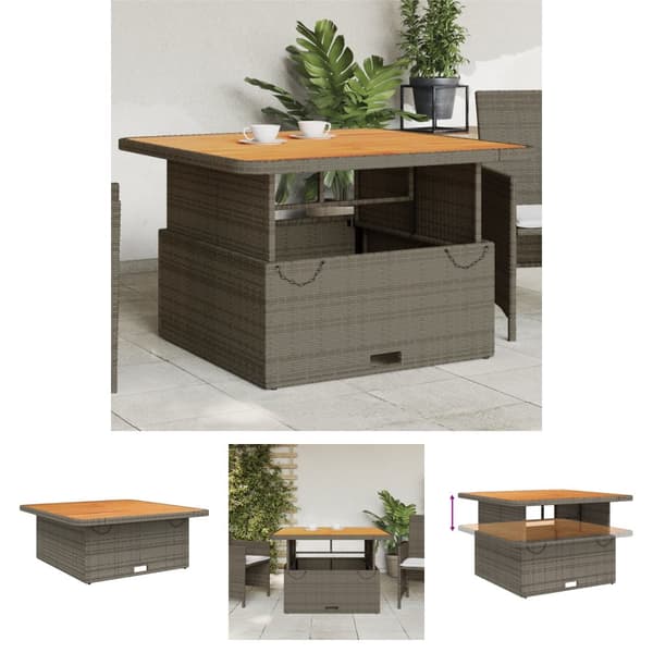 The Living Store havebord 110x110x71 cm polyrattan og massivt akacietræ grå -  Haveborde
