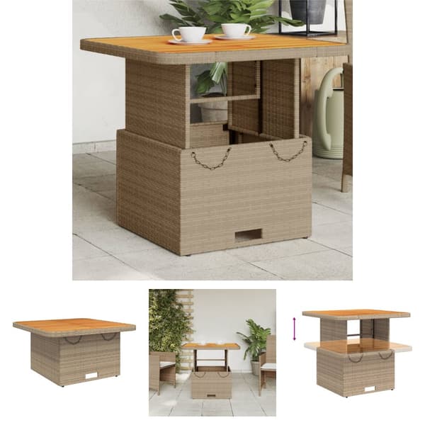 The Living Store havebord 80x80x71 cm polyrattan og akacietræ beige -  Haveborde