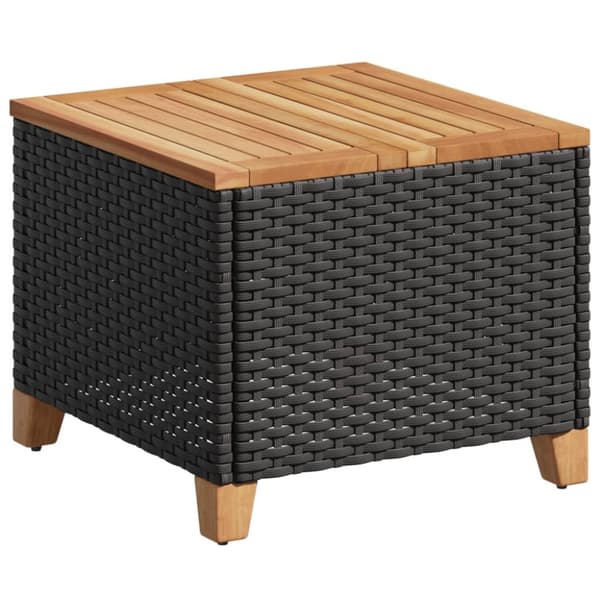 The Living Store havebord 45x45x37 cm polyrattan og akacietræ sort - Haveborde