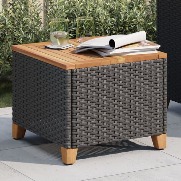 The Living Store havebord 45x45x37 cm polyrattan og akacietræ sort - Haveborde