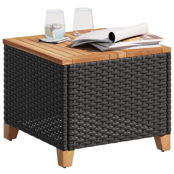 The Living Store havebord 45x45x37 cm polyrattan og akacietræ sort - Haveborde