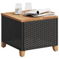 Miniatyrbillede 5 af 11: The Living Store havebord 45x45x37 cm polyrattan og akacietræ sort -  Haveborde