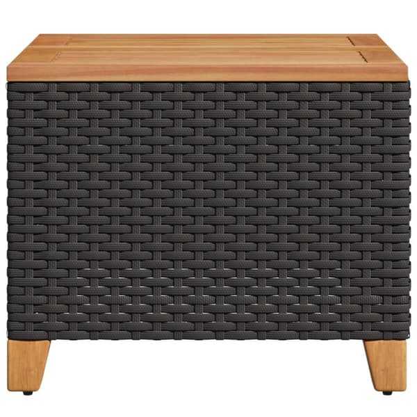 The Living Store havebord 45x45x37 cm polyrattan og akacietræ sort - Haveborde