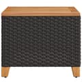 Miniatyrbillede 6 af 11: The Living Store havebord 45x45x37 cm polyrattan og akacietræ sort -  Haveborde