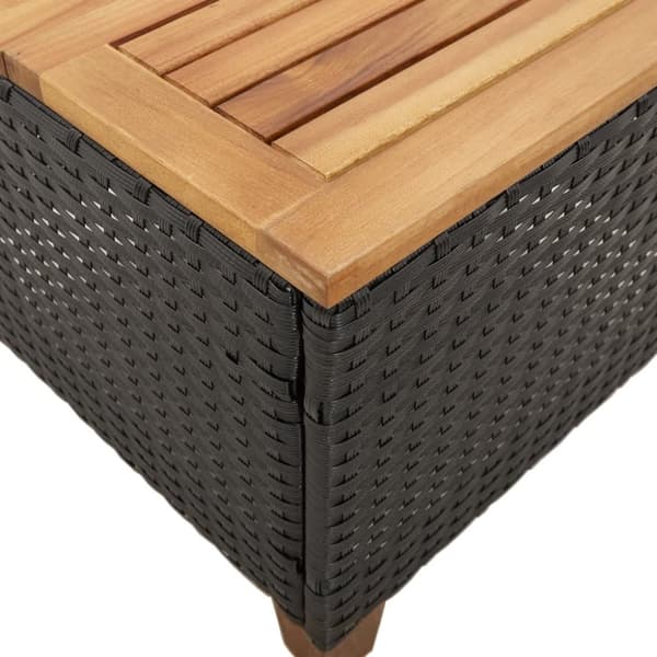The Living Store havebord 45x45x37 cm polyrattan og akacietræ sort - Haveborde