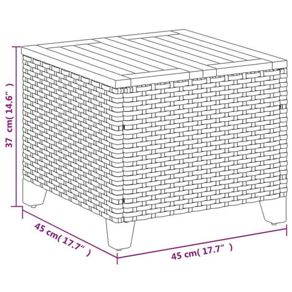 The Living Store havebord 45x45x37 cm polyrattan og akacietræ sort - Haveborde