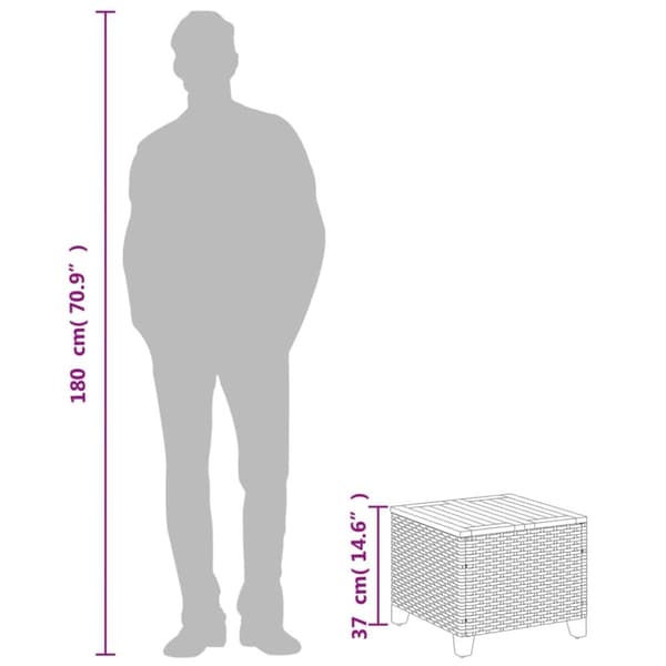 The Living Store havebord 45x45x37 cm polyrattan og akacietræ sort -  Haveborde