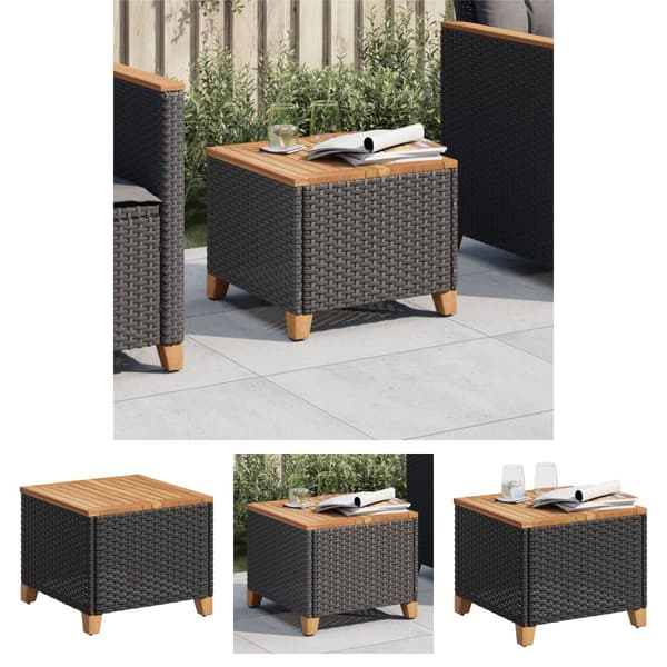 The Living Store havebord 45x45x37 cm polyrattan og akacietræ sort -  Haveborde