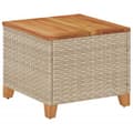 Miniatyrbillede 3 af 11: The Living Store havebord 45x45x37 cm polyrattan og akacietræ beige -  Haveborde