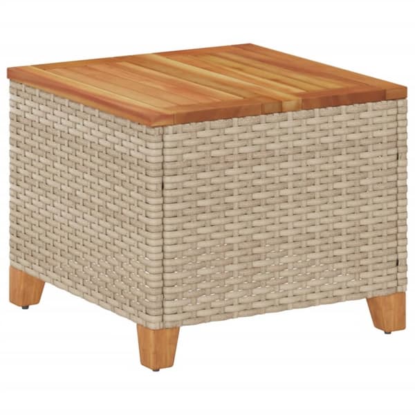 The Living Store havebord 45x45x37 cm polyrattan og akacietræ beige -  Haveborde