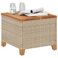 Miniatyrbillede 4 af 11: The Living Store havebord 45x45x37 cm polyrattan og akacietræ beige -  Haveborde