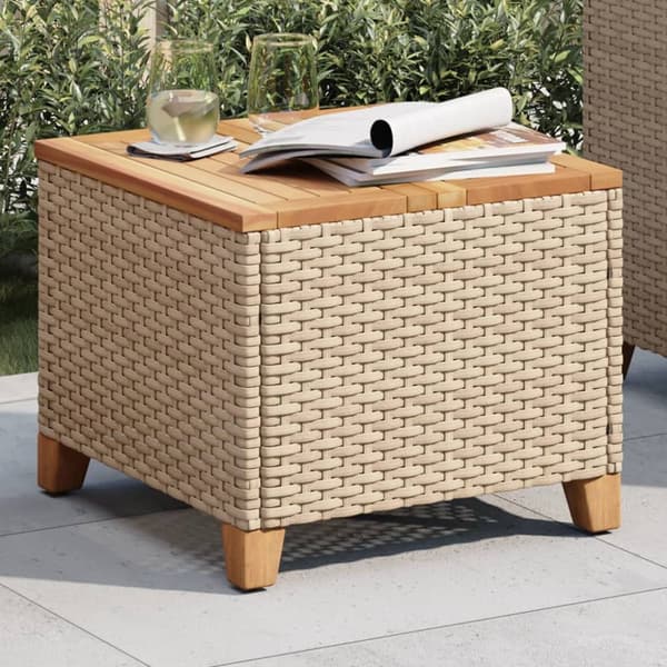 The Living Store havebord 45x45x37 cm polyrattan og akacietræ beige -  Haveborde