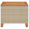 Miniatyrbillede 6 af 11: The Living Store havebord 45x45x37 cm polyrattan og akacietræ beige -  Haveborde