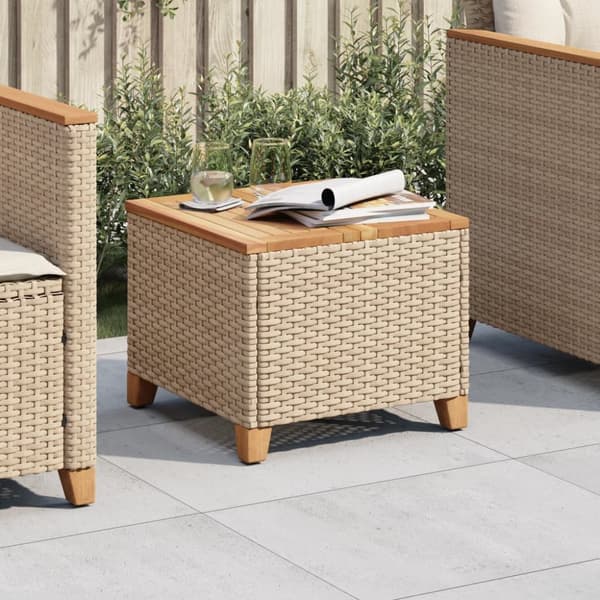 The Living Store havebord 45x45x37 cm polyrattan og akacietræ beige -  Haveborde