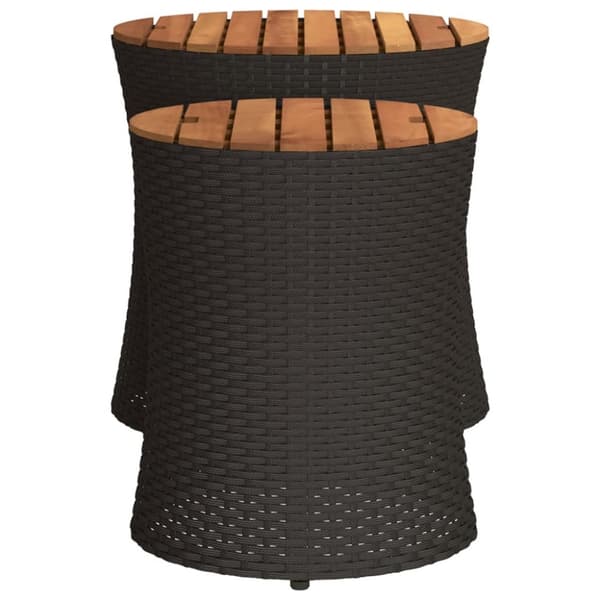 The Living Store haveborde 2 stk. med træplade polyrattan sort -  Haveborde
