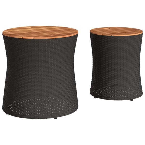 The Living Store haveborde 2 stk. med træplade polyrattan sort -  Haveborde