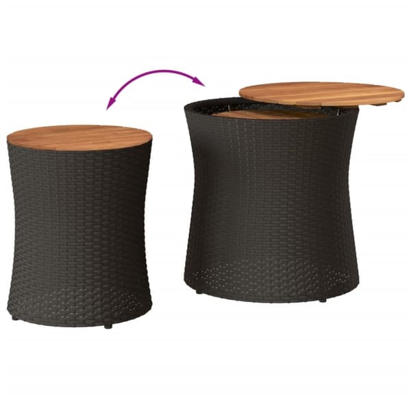 The Living Store haveborde 2 stk. med træplade polyrattan sort -  Haveborde