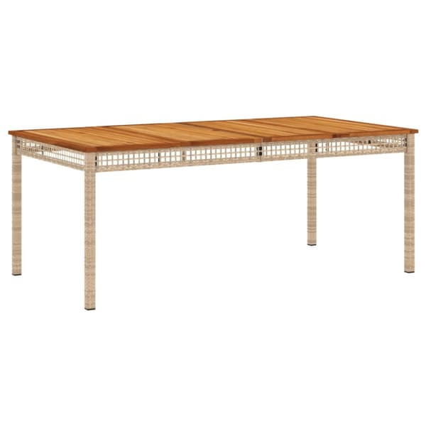 The Living Store havebord 180x90x75 cm polyrattan og akacietræ beige - Haveborde