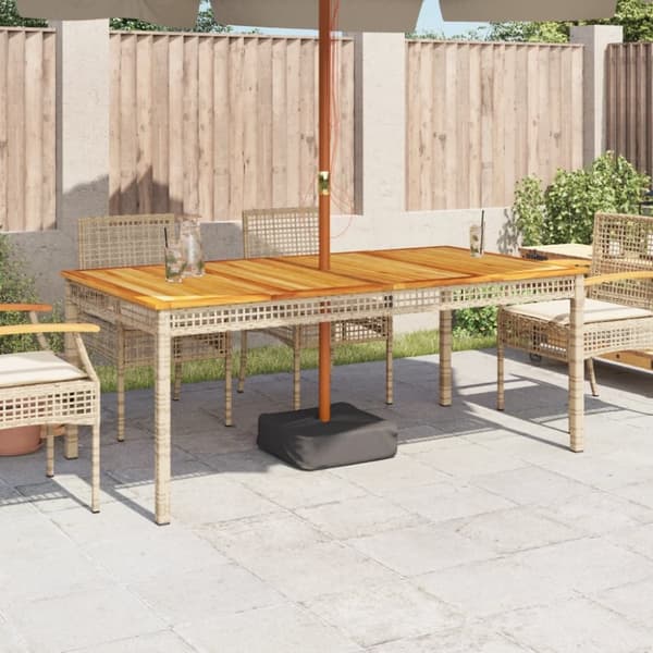 The Living Store havebord 180x90x75 cm polyrattan og akacietræ beige - Haveborde