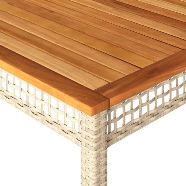 The Living Store havebord 180x90x75 cm polyrattan og akacietræ beige - Haveborde