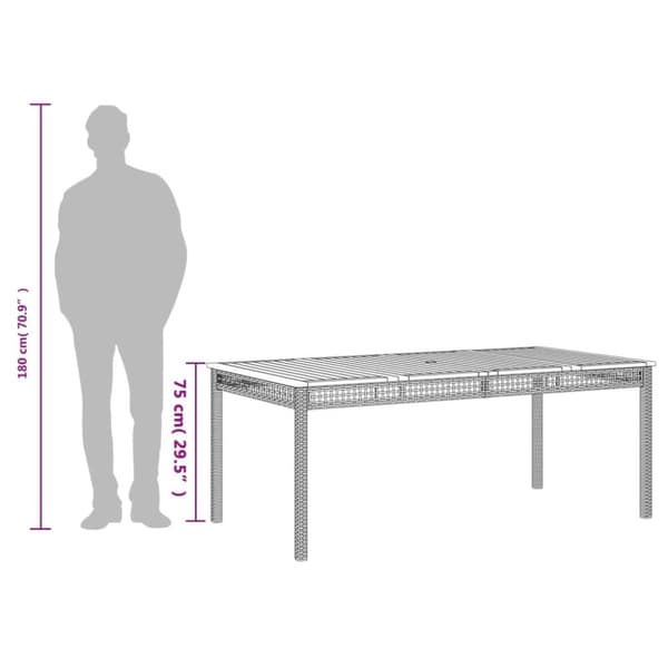 The Living Store havebord 180x90x75 cm polyrattan og akacietræ beige - Haveborde