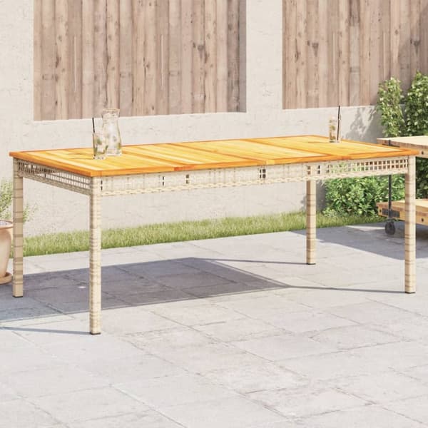 The Living Store havebord 180x90x75 cm polyrattan og akacietræ beige -  Haveborde