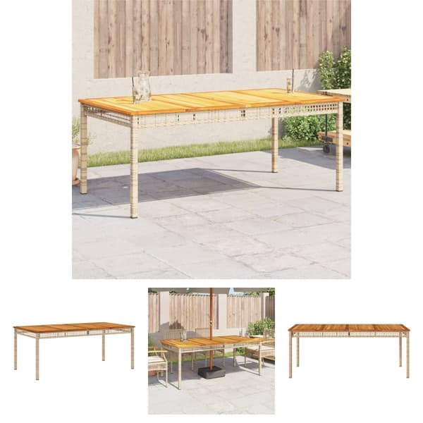 The Living Store havebord 180x90x75 cm polyrattan og akacietræ beige - Haveborde