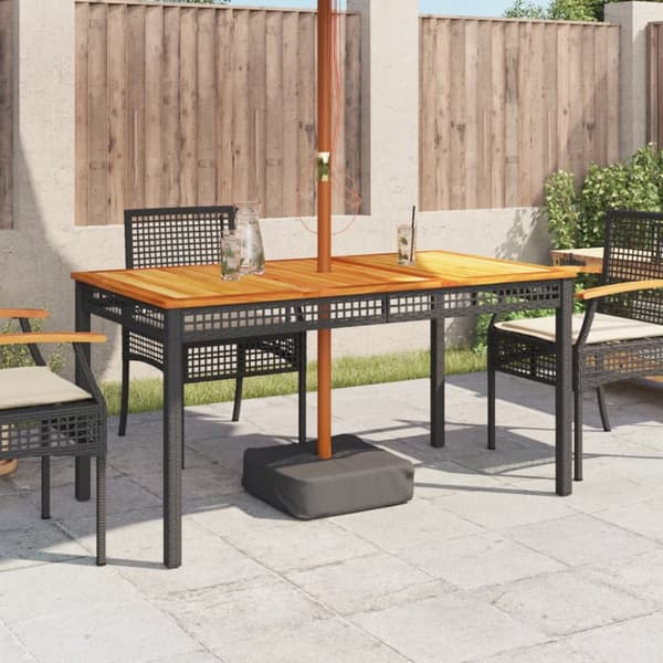 The Living Store havebord 140x80x75 cm polyrattan og akacietræ sort -  Haveborde