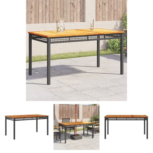 The Living Store havebord 140x80x75 cm polyrattan og akacietræ sort -  Haveborde